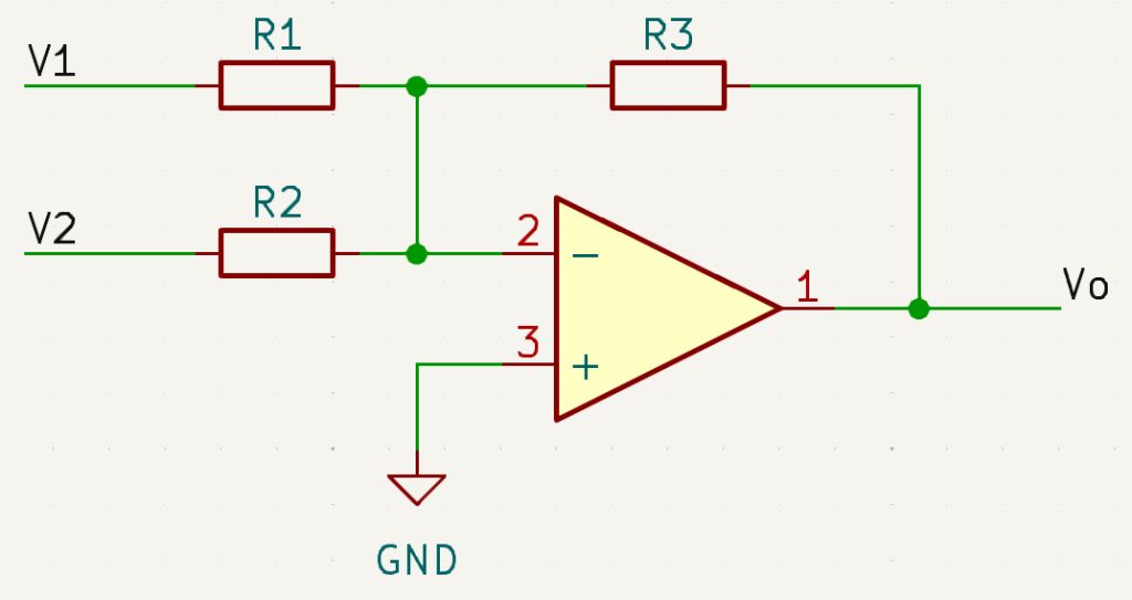 反転増幅回路で作った加算回路