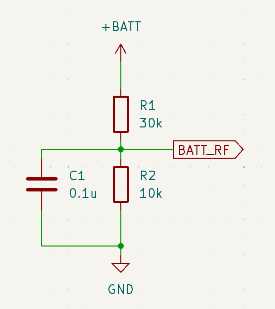 電源の分圧をして、電池切れを検出