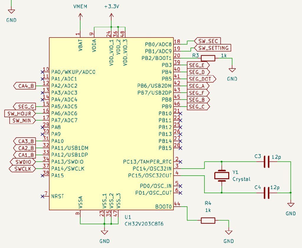 CH32V203C8T6で、RTCを使い場合の参考回路その1